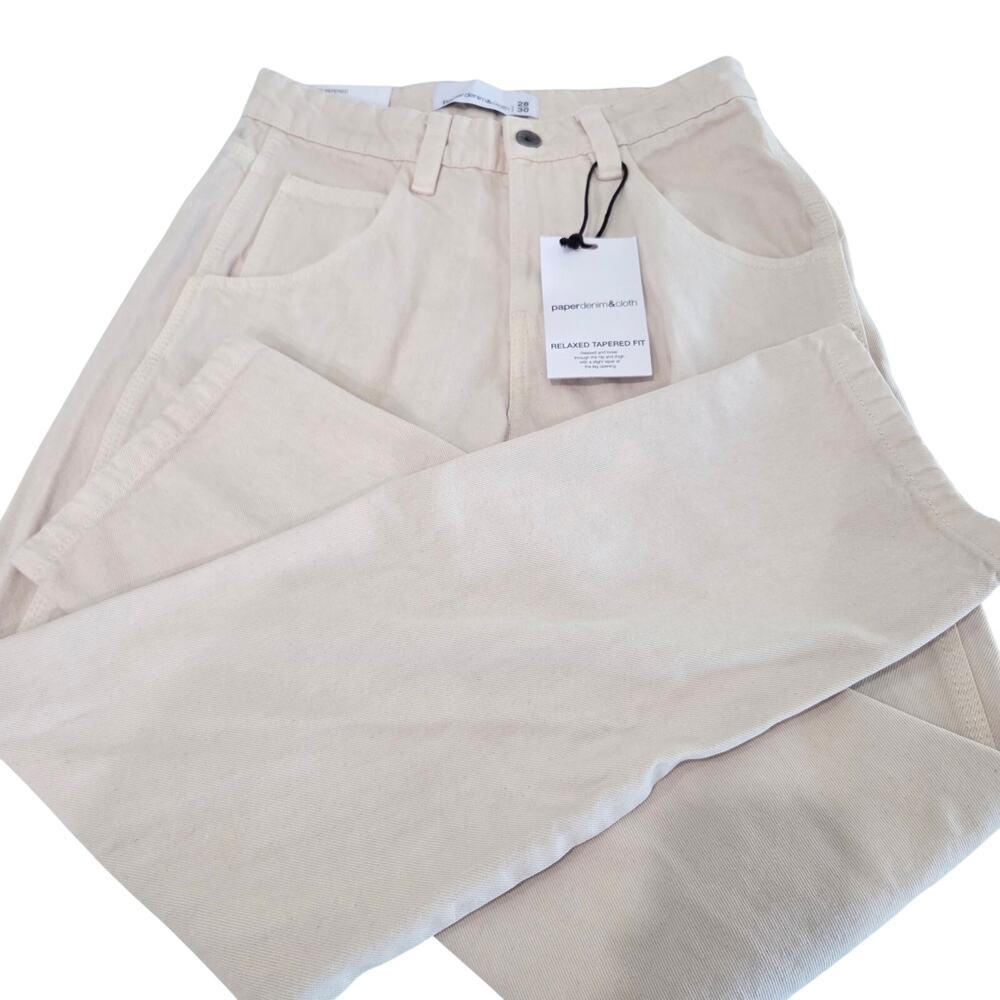 Men's NWT Paperdenim&Cloth Cream Relaxed Tapered Fit, 28/30